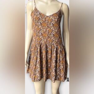 American Eagle Outfitters Paisley A-Line Skirt - Brown and Yellow